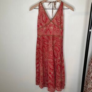 BCBG Y2K Lace Up Halter Dress